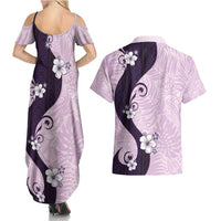 Polynesia Hibiscus Couples Matching Summer Maxi Dress and Hawaiian Shirt Thistle Curve Motif LT05 - Polynesian Pride