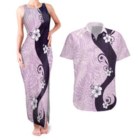 Polynesia Hibiscus Couples Matching Tank Maxi Dress and Hawaiian Shirt Thistle Curve Motif LT05 Purple - Polynesian Pride