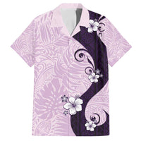 Polynesia Hibiscus Family Matching Long Sleeve Bodycon Dress and Hawaiian Shirt Thistle Curve Motif - Polynesian Pride