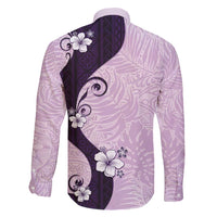 Polynesia Hibiscus Family Matching Off Shoulder Maxi Dress and Hawaiian Shirt Thistle Curve Motif - Polynesian Pride