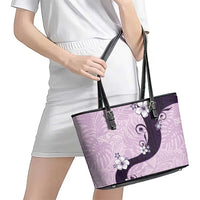 Polynesia Hibiscus Leather Tote Bag Thistle Curve Motif - Polynesian Pride