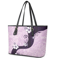 Polynesia Hibiscus Leather Tote Bag Thistle Curve Motif - Polynesian Pride