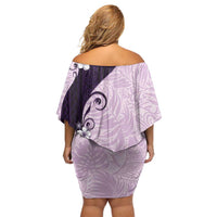 Polynesia Hibiscus Off Shoulder Short Dress Thistle Curve Motif - Polynesian Pride