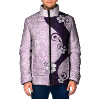 Polynesia Hibiscus Padded Jacket Thistle Curve Motif LT05 Men Purple - Polynesian Pride