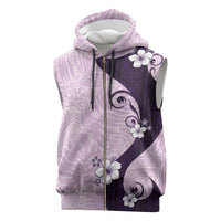 Polynesia Hibiscus Sleeveless Zip Hoodie Thistle Curve Motif LT05 Purple - Polynesian Pride