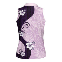 Polynesia Hibiscus Women Sleeveless Polo Shirt Thistle Curve Motif LT05 - Polynesian Pride