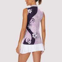 Polynesia Hibiscus Women Sleeveless Polo Shirt Thistle Curve Motif LT05 - Polynesian Pride