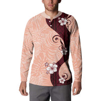 Polynesia Hibiscus Button Sweatshirt Rose Bud Curve Motif LT05 - Polynesian Pride