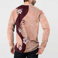 Polynesia Hibiscus Button Sweatshirt Rose Bud Curve Motif LT05 - Polynesian Pride