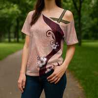 Polynesia Hibiscus Cross Shoulder Shirt Rose Bud Curve Motif LT05 - Polynesian Pride