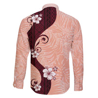 Polynesia Hibiscus Family Matching Long Sleeve Bodycon Dress and Hawaiian Shirt Rose Bud Curve Motif - Polynesian Pride
