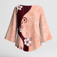 Polynesia Hibiscus Kimono Sleeve Blouse Rose Bud Curve Motif LT05 - Polynesian Pride