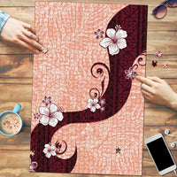 Polynesia Hibiscus Puzzle Rose Bud Curve Motif LT05 Red - Polynesian Pride