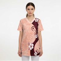 Polynesia Hibiscus Scrub Top Rose Bud Curve Motif LT05 - Polynesian Pride