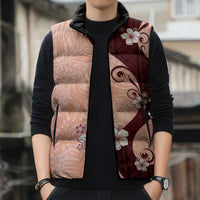 Polynesia Hibiscus Sleeveless Puffer Jacket Rose Bud Curve Motif LT05 - Polynesian Pride