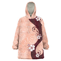 Polynesia Hibiscus Wearable Blanket Hoodie Rose Bud Curve Motif LT05 One Size Red - Polynesian Pride