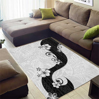 Polynesia Hibiscus Area Rug White Curve Motif - Polynesian Pride