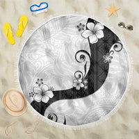 Polynesia Hibiscus Beach Blanket White Curve Motif LT05 One Size 150cm White - Polynesian Pride