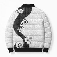 Polynesia Hibiscus Bomber Puffer Jacket White Curve Motif LT05 - Polynesian Pride