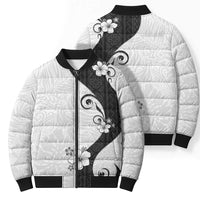 Polynesia Hibiscus Bomber Puffer Jacket White Curve Motif LT05 - Polynesian Pride