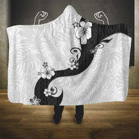 Polynesia Hibiscus Hooded Blanket White Curve Motif - Polynesian Pride