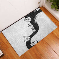 Polynesia Hibiscus Rubber Doormat White Curve Motif LT05 - Polynesian Pride