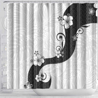 Polynesia Hibiscus Shower Curtain White Curve Motif - Polynesian Pride