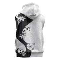 Polynesia Hibiscus Sleeveless Hoodie White Curve Motif LT05 - Polynesian Pride