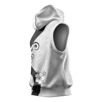 Polynesia Hibiscus Sleeveless Hoodie White Curve Motif LT05 - Polynesian Pride
