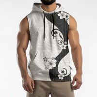 Polynesia Hibiscus Sleeveless Hoodie White Curve Motif LT05 - Polynesian Pride