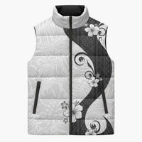 Polynesia Hibiscus Sleeveless Puffer Jacket White Curve Motif LT05 Unisex White - Polynesian Pride