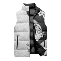 Polynesia Hibiscus Sleeveless Puffer Jacket White Curve Motif LT05 - Polynesian Pride