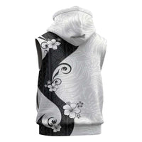Polynesia Hibiscus Sleeveless Zip Hoodie White Curve Motif LT05 - Polynesian Pride