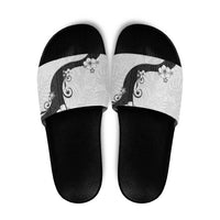 Polynesia Hibiscus Slide Sandals White Curve Motif - Polynesian Pride