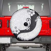 Polynesia Hibiscus Spare Tire Cover White Curve Motif - Polynesian Pride