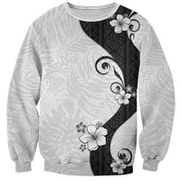Polynesia Hibiscus Sweatshirt White Curve Motif LT05 Unisex White - Polynesian Pride