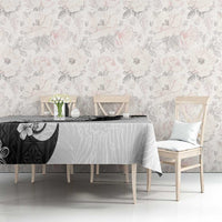 Polynesia Hibiscus Tablecloth White Curve Motif LT05 - Polynesian Pride