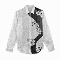 Polynesia Hibiscus Women Casual Shirt White Curve Motif - Polynesian Pride