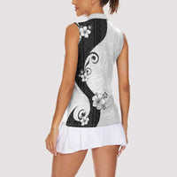 Polynesia Hibiscus Women Sleeveless Polo Shirt White Curve Motif LT05 - Polynesian Pride