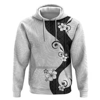 Polynesia Hibiscus Zip Hoodie White Curve Motif - Polynesian Pride