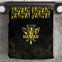 Aloha Hawaii Kahili Bedding Set Kanaka Maoli With Kakau Pattern LT05 Black - Polynesian Pride