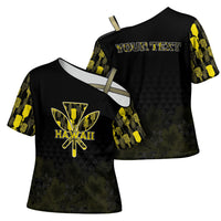 Personalised Aloha Hawaii Kahili Cross Shoulder Shirt Kanaka Maoli With Kakau Pattern LT05 - Polynesian Pride