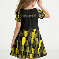 Personalised Aloha Hawaii Kahili Kid Short Sleeve Dress Kanaka Maoli With Kakau Pattern LT05 - Polynesian Pride