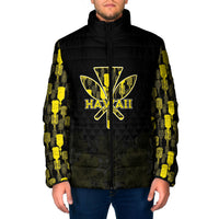 Personalised Aloha Hawaii Kahili Padded Jacket Kanaka Maoli With Kakau Pattern LT05 Men Black - Polynesian Pride
