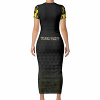 Personalised Aloha Hawaii Kahili Short Sleeve Bodycon Dress Kanaka Maoli With Kakau Pattern LT05 - Polynesian Pride