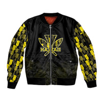 Personalised Aloha Hawaii Kahili Sleeve Zip Bomber Jacket Kanaka Maoli With Kakau Pattern LT05 Unisex Black - Polynesian Pride