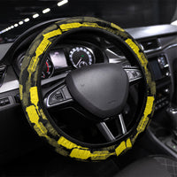 Aloha Hawaii Kahili Steering Wheel Cover Kanaka Maoli With Kakau Pattern LT05 Universal Fit Black - Polynesian Pride