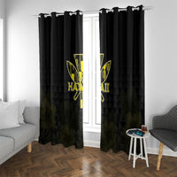 Aloha Hawaii Kahili Window Curtain Kanaka Maoli With Kakau Pattern LT05 With Grommets Black - Polynesian Pride