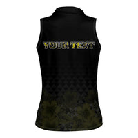 Personalised Aloha Hawaii Kahili Women Sleeveless Polo Shirt Kanaka Maoli With Kakau Pattern LT05 - Polynesian Pride