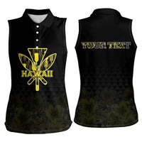 Personalised Aloha Hawaii Kahili Women Sleeveless Polo Shirt Kanaka Maoli With Kakau Pattern LT05 - Polynesian Pride